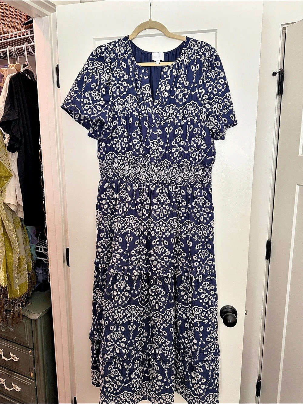 SugarLips Floral Maxi Dress in Blue & White Size Medium